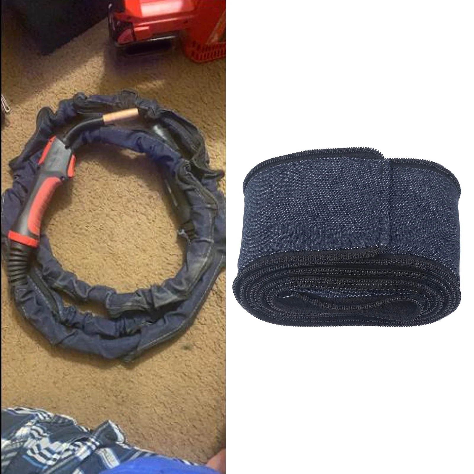5cmx4m Welding Torch Cable Cover Sleeve Zipper Type Denim Protective Sleeve TIG Welding Hose Cable Sheath