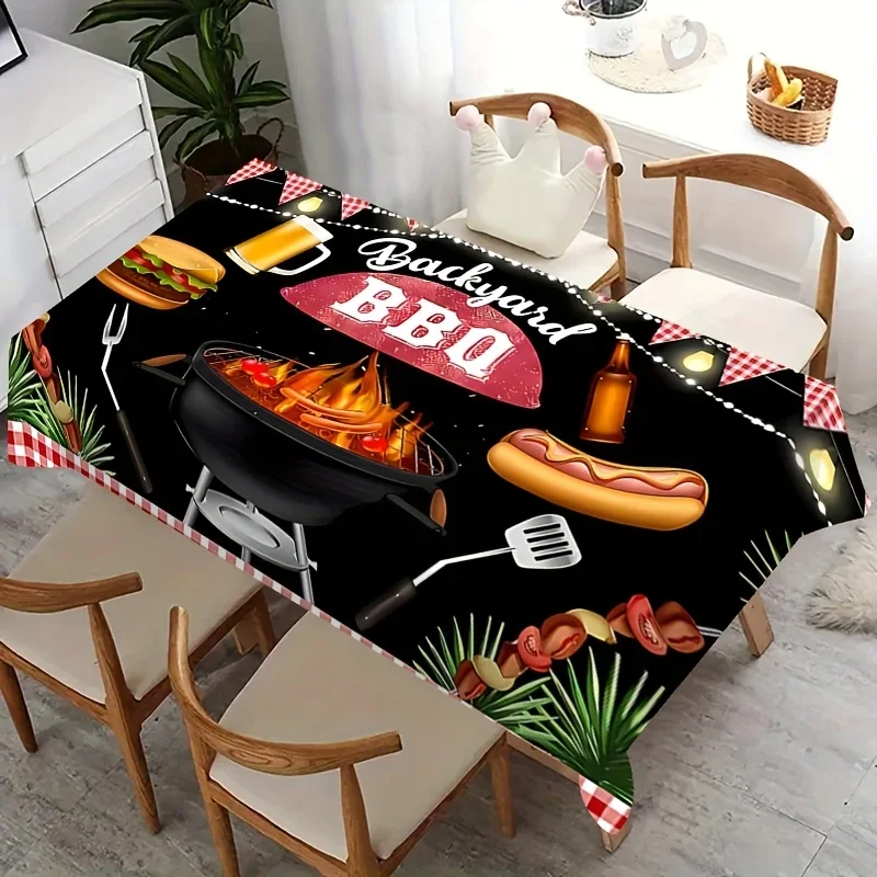 A tablecloth, backyard barbecue party tablecloth - Red checkered design, suitable for outdoor gatherings and picnics