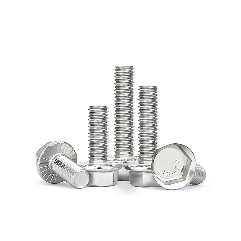 10-20pcs  M6 GB5787 304 A2-70 Stainless Steel Hex Flange Socket Cap Head Bolts, Serrated Anti-loose Flange Screws