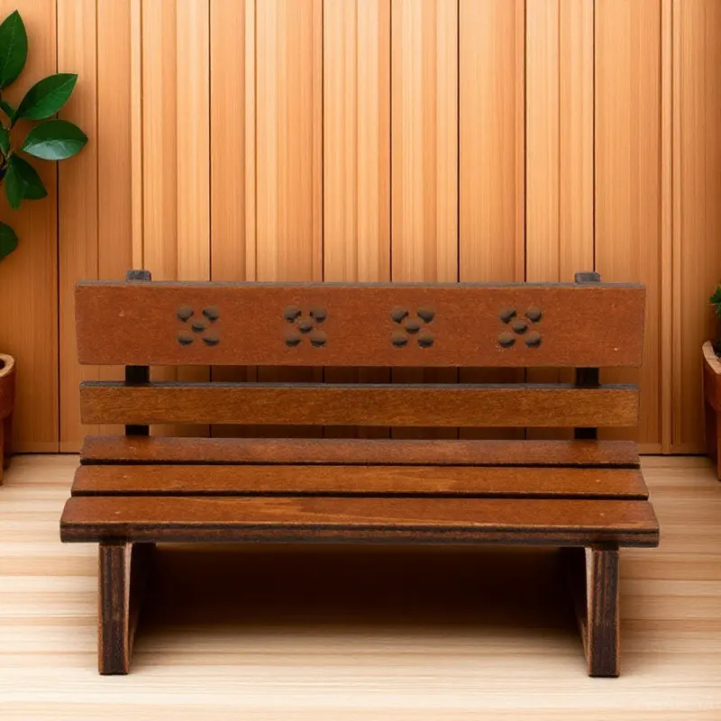 Compact Wooden Bench Ornament Lightweight Micro Landscape Decor for Tiny Home Scene Mini Garden Bench