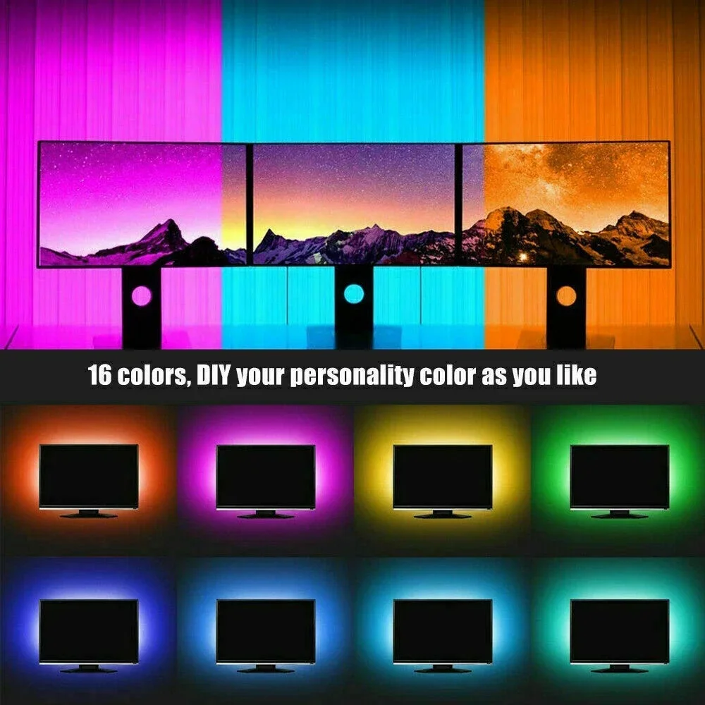 USB 5050 Led Lights for 55-75 Inch RGB TV Led Backlight Strip Lights Music Sync Color For Gaming/Living Room