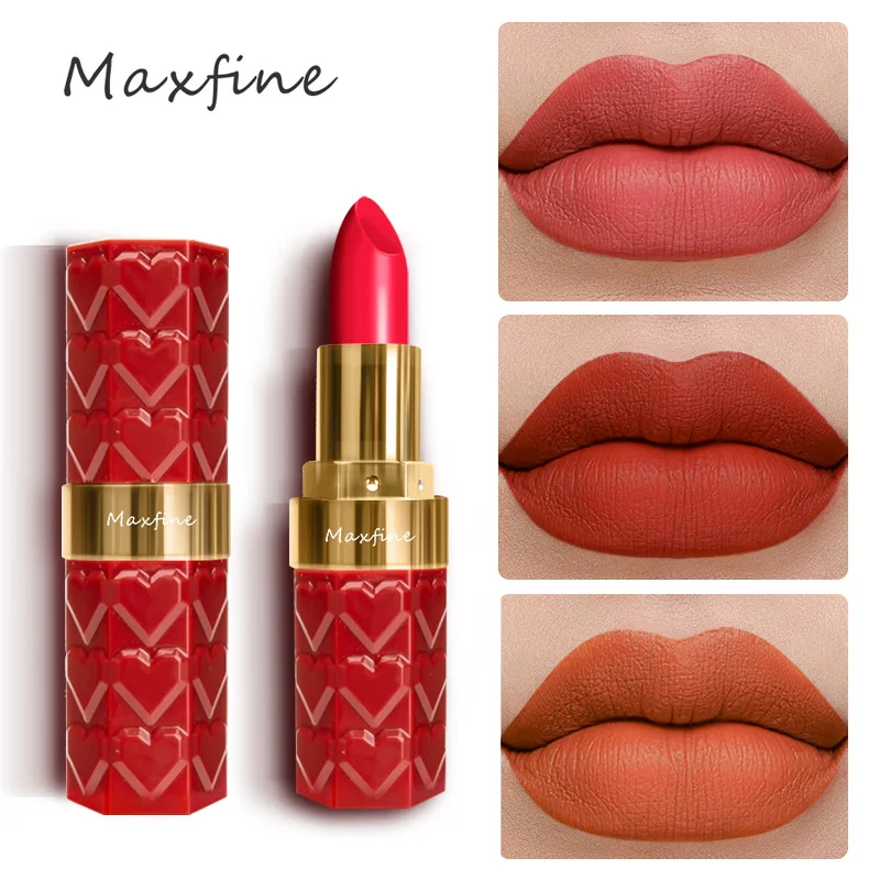 

Maxfine New 18 Color Matte Lipstick Waterproof Velvet Texture Fashion Lipstick Moisturizing Lasting Non Stick Cup Cosmetics 4.2g