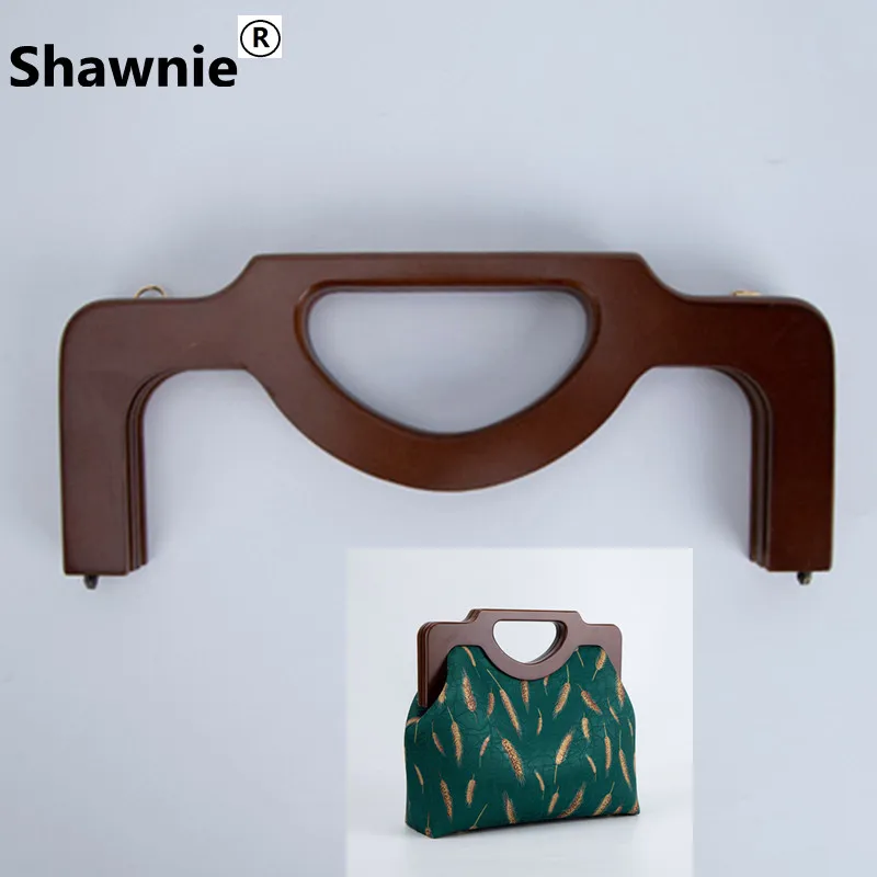 28x11 Cm Reddish Nature Solid Wood Material Wooden Purse Frame With Magnet Screws Inside Obag Wood Handbag Handle Purse Hangers