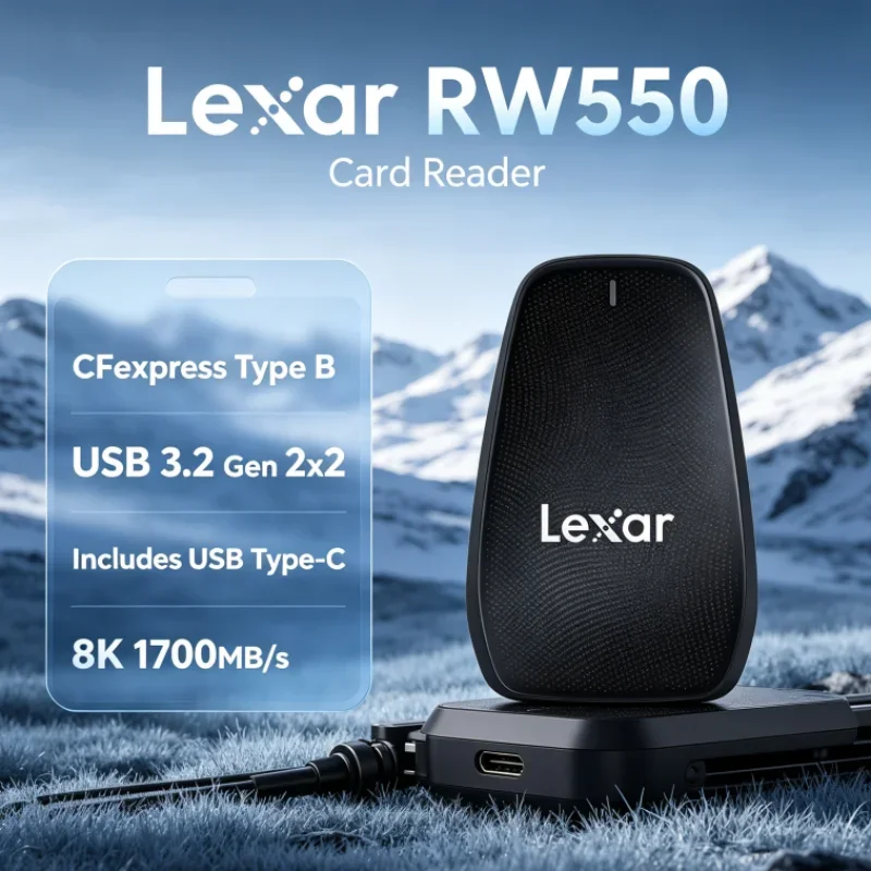 Lexar RW550 Plug and Play USB Type-C 8K 20Gbps CFexpress Type B Reader USB 3.2 Gen 2x2 Card Reader for Video Transfer