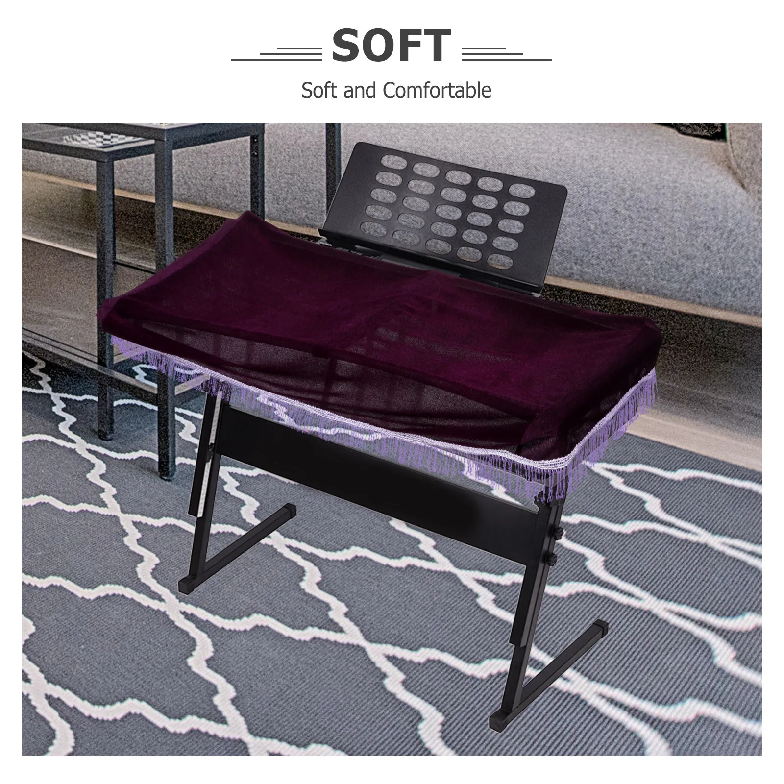 Universal Fit 61-Key Electronic Keyboard Cover Purple Dust Protection Piano Protector Lightweight Portable for Home Studio