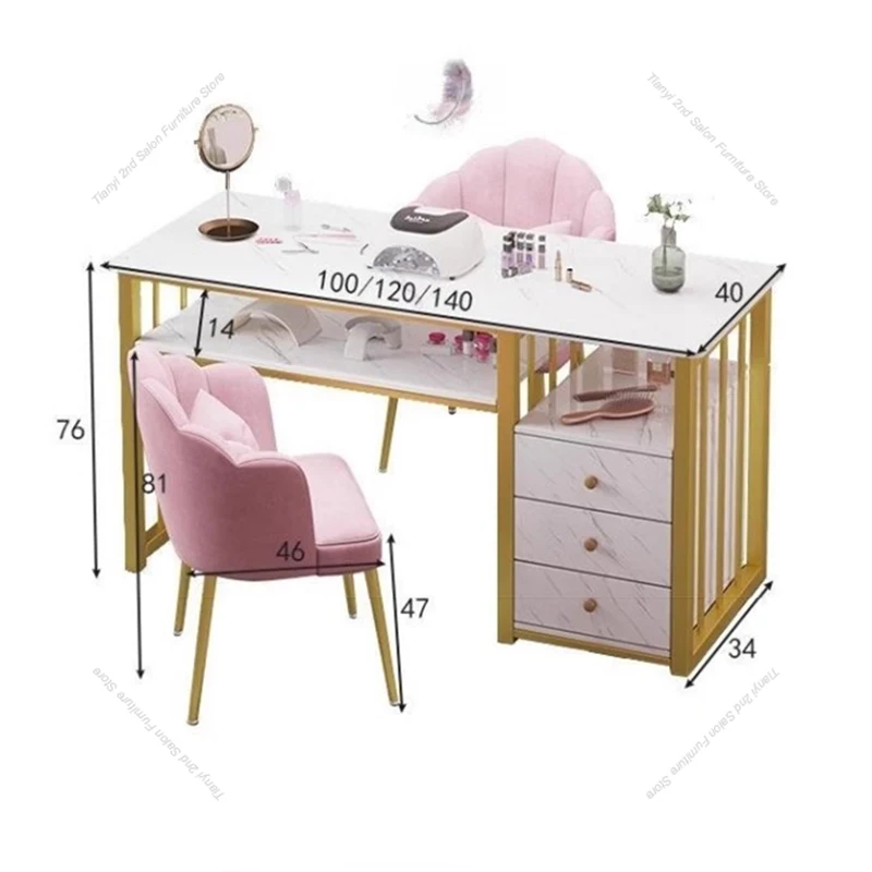 Nordic Iron Art Nail Tables Simple Multifunction Storage Reception Desks Nail Tables Manicure Dressing Furniture Mesa Uñas FYMT