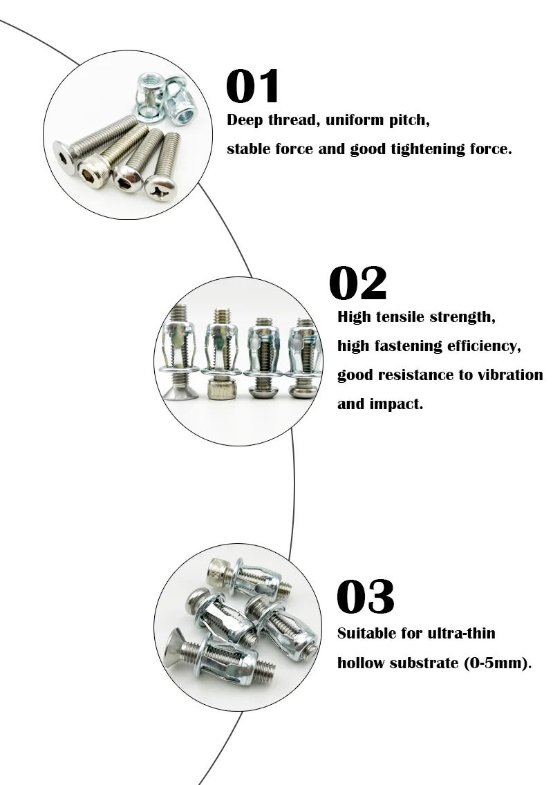 Nietmutter aus Edelstahl 304, Blütenblattform, Schraubenbolzen-Set, Expansion, Metallnietmutter, Plattenklemme, Sicherungshebermuttern M4-M8 – Detail 2