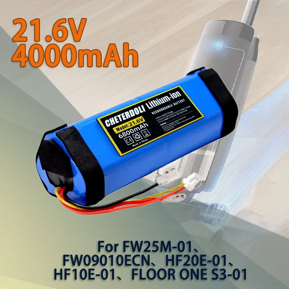 Replacement 21.6V  6800mAh Battery Pack for Tineco Floor One S3, Li-ion for Wet Dry Vacuum Cleaner,  Floor Washer Accessories