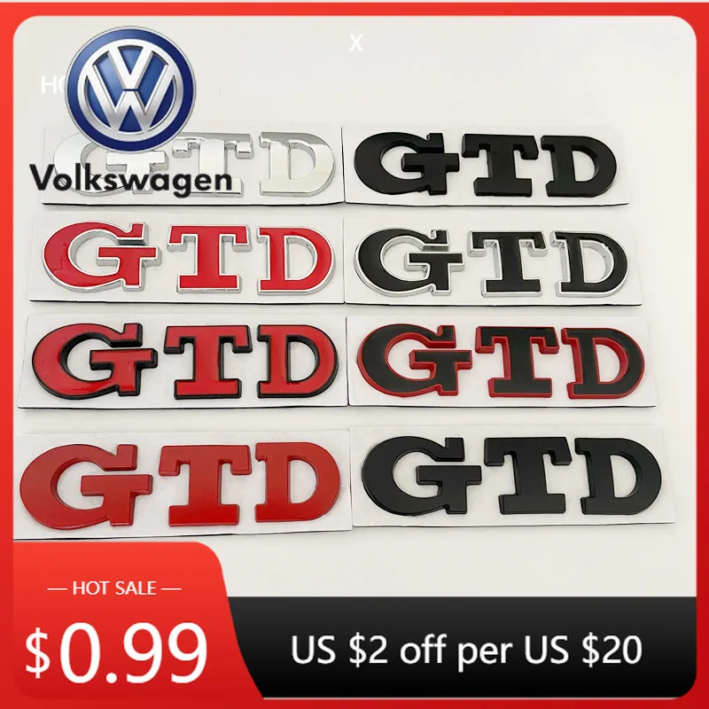 

Горячая новинка 2026: 3D металлические буквы-эмблема GTD для заднего багажника автомобиля Volkswagen VW Golf 7 6 5 4, наклейка MK2 MK4 MK5