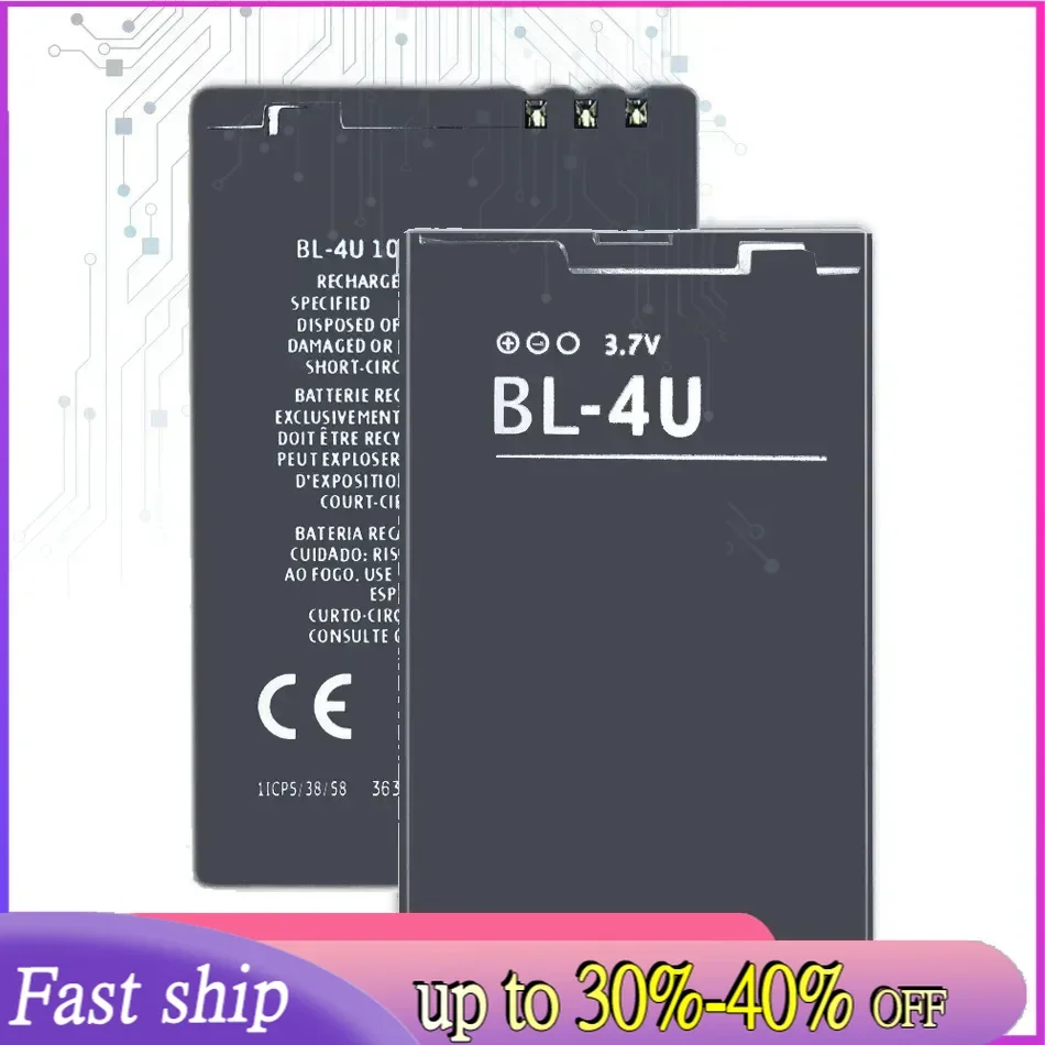 New 1000Mah BL-4U BL4U Battery For Nokia Asha 210 300 305 306 308 309 311 501 503 BL 4U Li-Ion Lithium Bateria