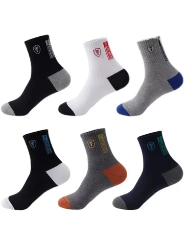 5 Pairs of Autumn and Winter MEN'S Sports Socks for Summer Leisure, Sweat Wicking, Lightweight and Breathable Basketball Socks