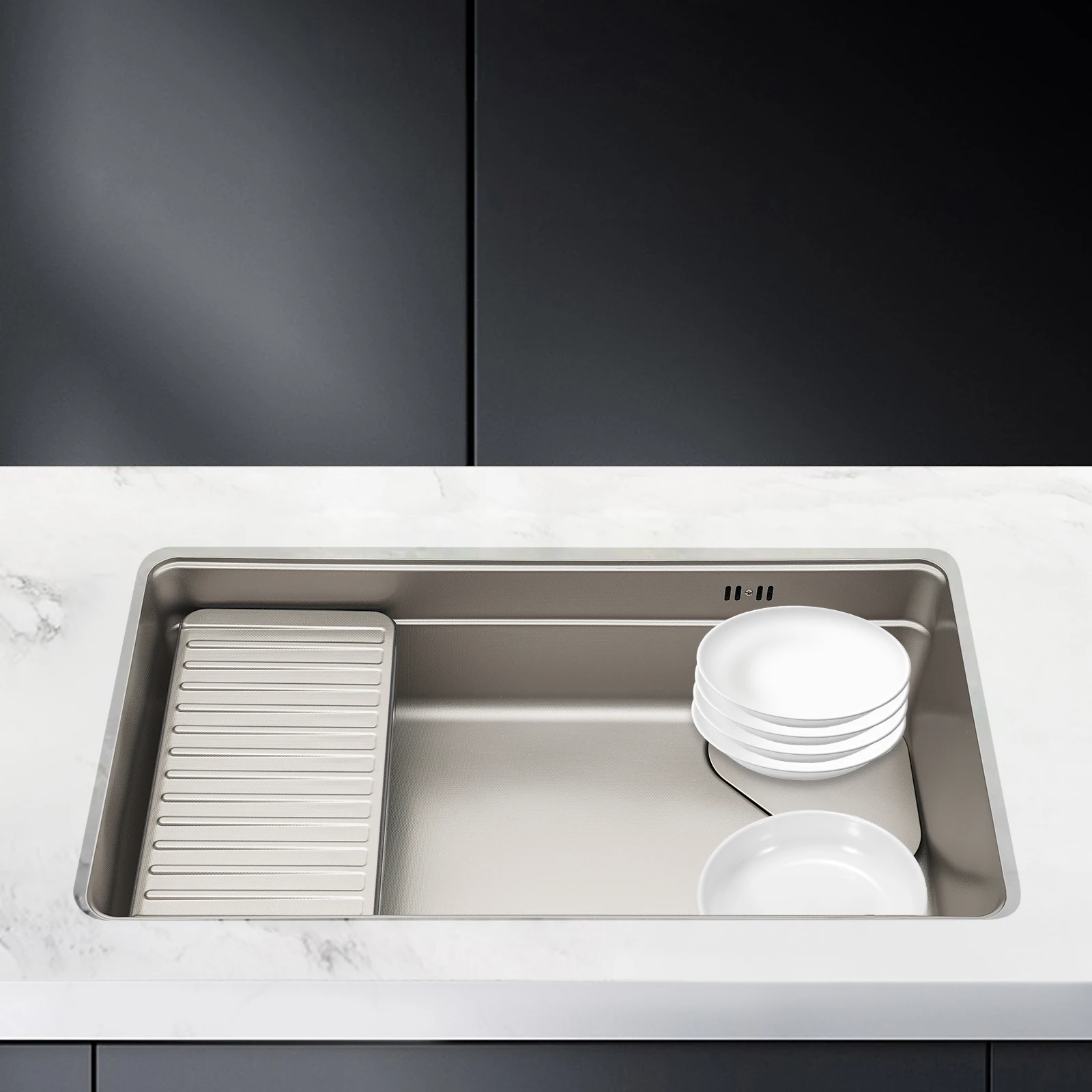 760X430mm 304 حوض مطبخ ستنلس ستيل الفضة وعاء واحد قطرة في شرفة المطبخ بالوعة أنابيب الصرف #5