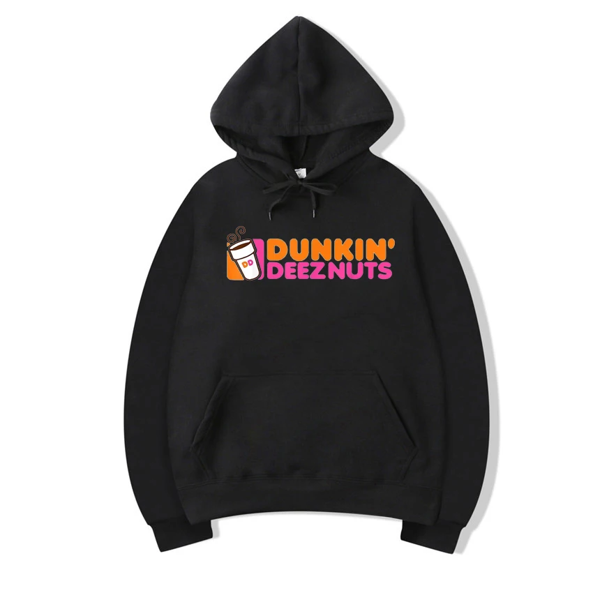 Dunching Deez Nuts hoodie bermerek, pakaian sweter grafis bercetak huruf atas mantel bertudung