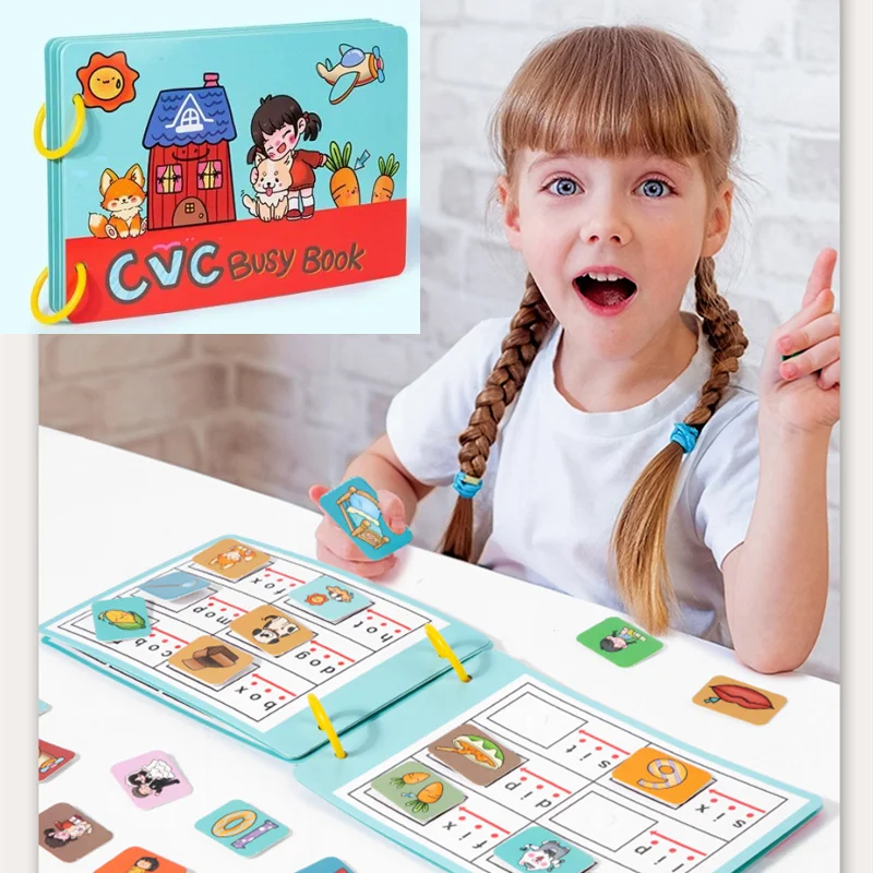 CVC Busy Book DIY Quiet Book Word Spelling/ Job Matching Game Montessori Educational Toys Hand-Eye Coordination Fine Motor Skill