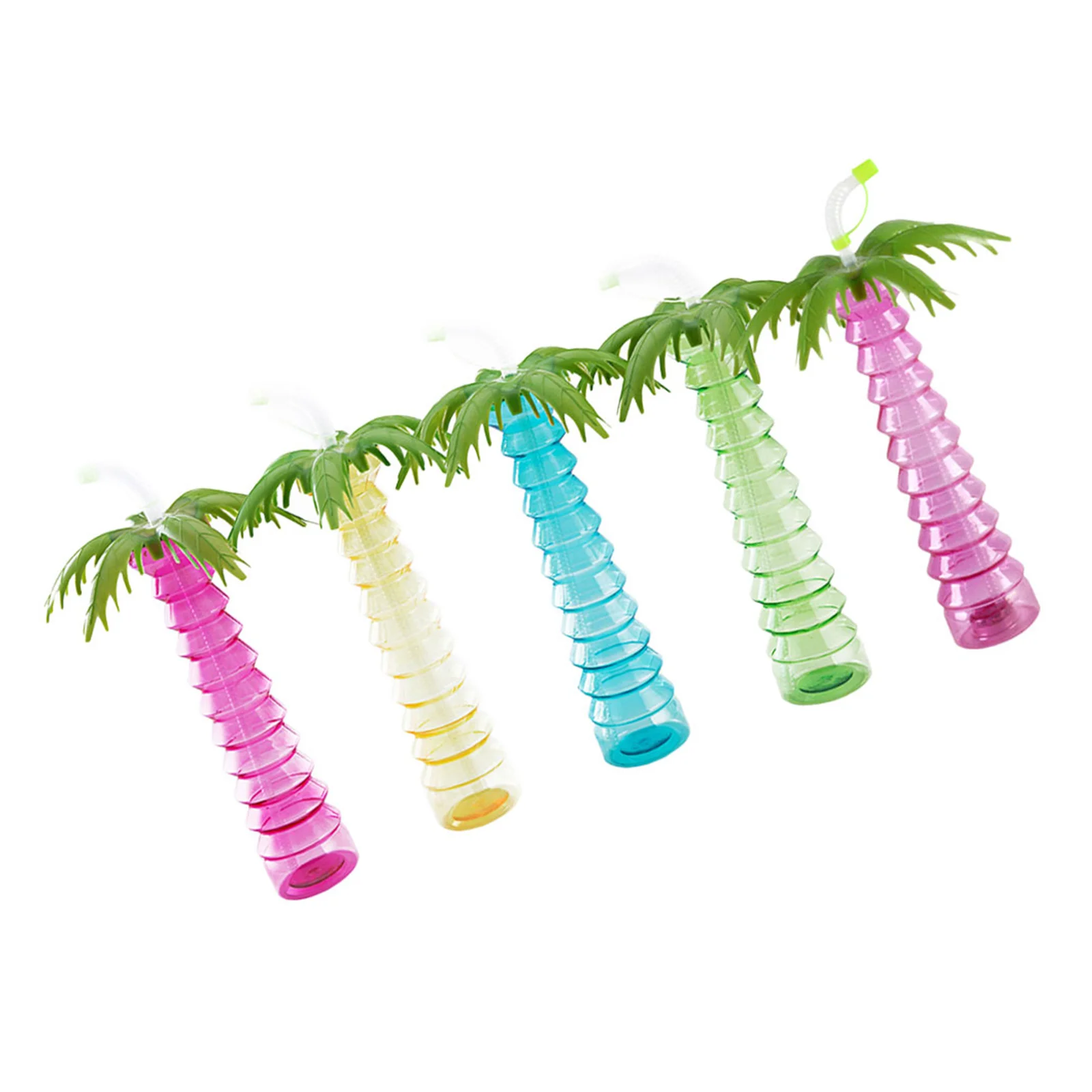 

5Pcs Coconut Tree Straw Bottle Creative Portable Water Cup Outdoor Travel Juice Drink Reusable Straw Bottle