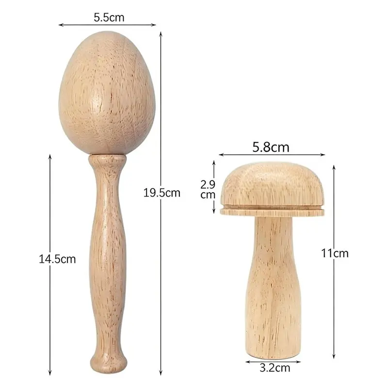 A19F-Darning Egg Mushroom Knit Patches Kit(2 Pcs) For Socks With Large Eye Needle& Colorful Sewing Threads