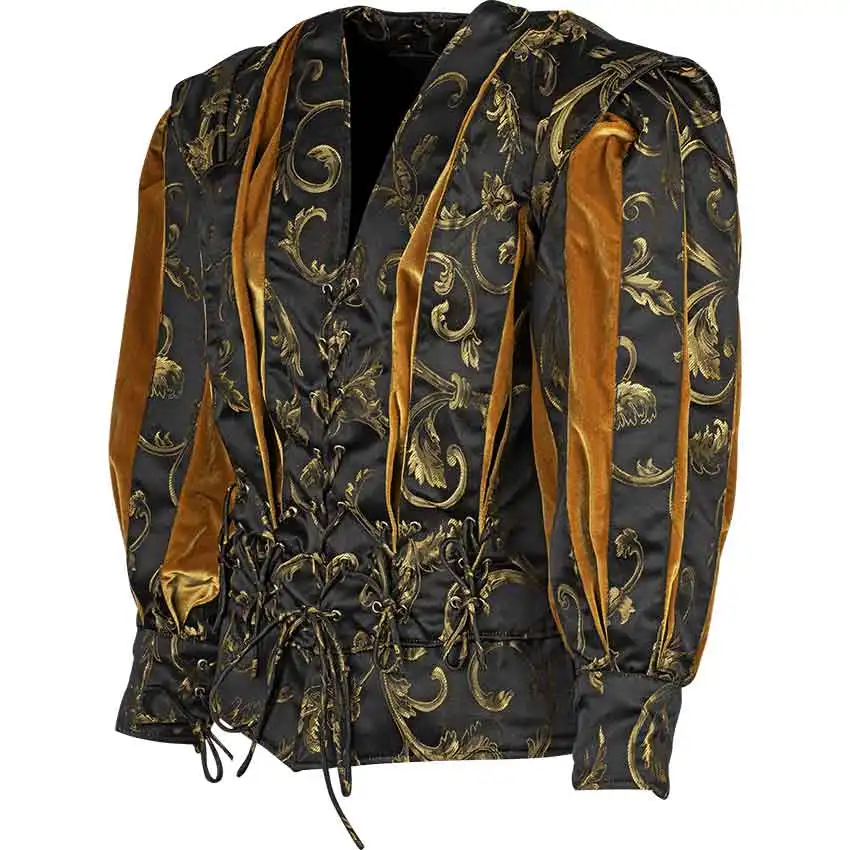 Medieval Renaissance Tudor Elizabethan Nobleman Costume Victorian Colonial Pirate Brocade Doublet Halloween Carnival Party Coat