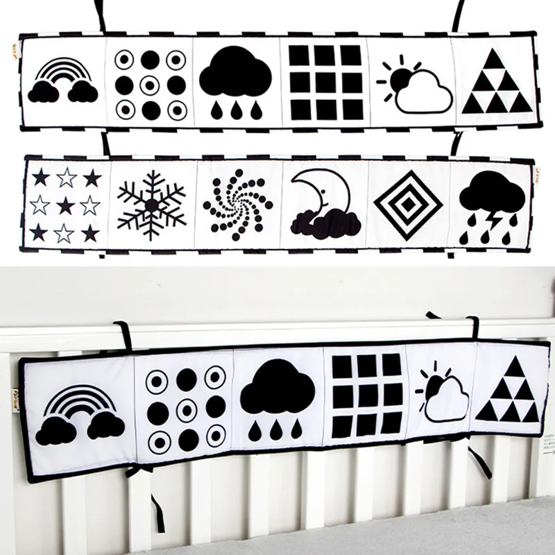 

Baby Book Black and White Books For Newborn Babies Bed Crib Bumper Sensory Cloth Book Montessori High Contrast Baby Toys 0-12 M