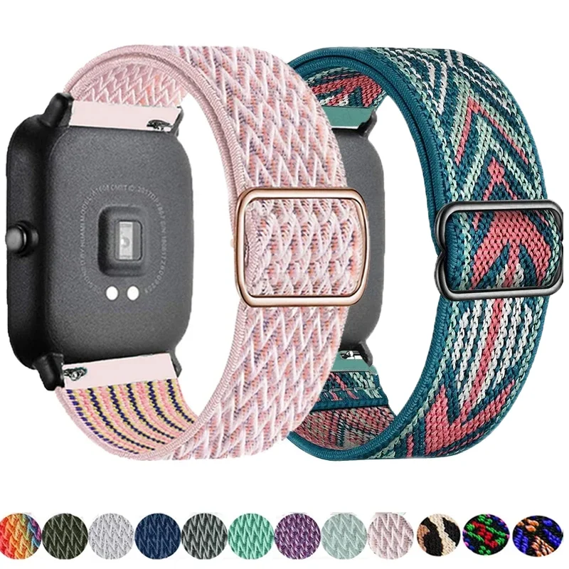 Shiny Elastic strap For Amazfit gts 4-3-2-2e-mini/bip-U-S-lite/Stratos 2 20mm/22mm band Bohemian Pride bracelet gtr-4-3-3pro-2e