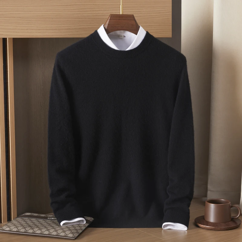 Men's Cashmere Sweater Autumn O-Neck Pullovers Cashmere Wool Sweater Long Sleeve Soft Knit Tops M3014039