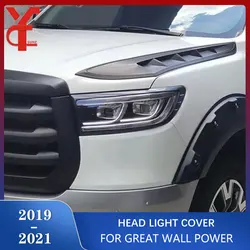 ABS Head Light Cover For GWM Great Wall Pao Great Wall Poer Power 2019 2020 2021 Pick Up Trunk Head Lamp Hood Car Accessories