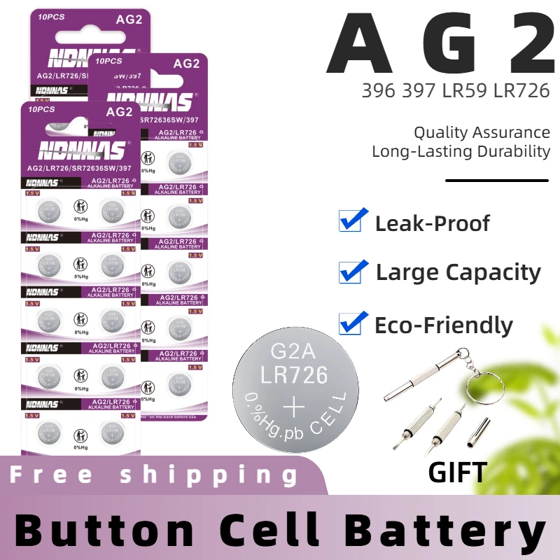 

NEW AG2 1.5V Button Coin Cell Battery Long Lasting Compatible for Key Watch Remote Control Small Electronic Devices