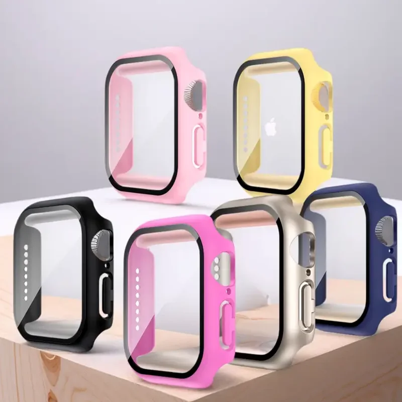 حافظة كمبيوتر لساعة أبل 11 42 مللي متر 46 مللي متر 2025 واقي شاشة صلب غير لامع من الزجاج المقسى + غطاء سلسلة iWatch 10 ملحقات