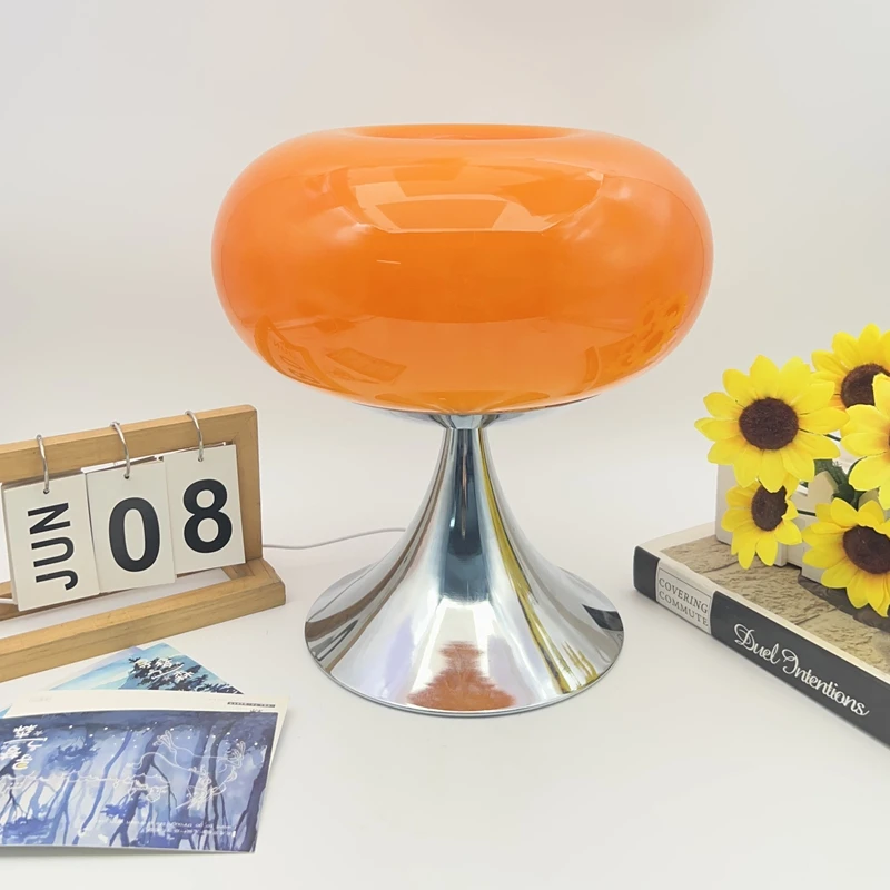 Murano Glass Table Lamp Fresh Fruit Round Bedside Light 3 Color Temp Bedroom Study Decor image 3