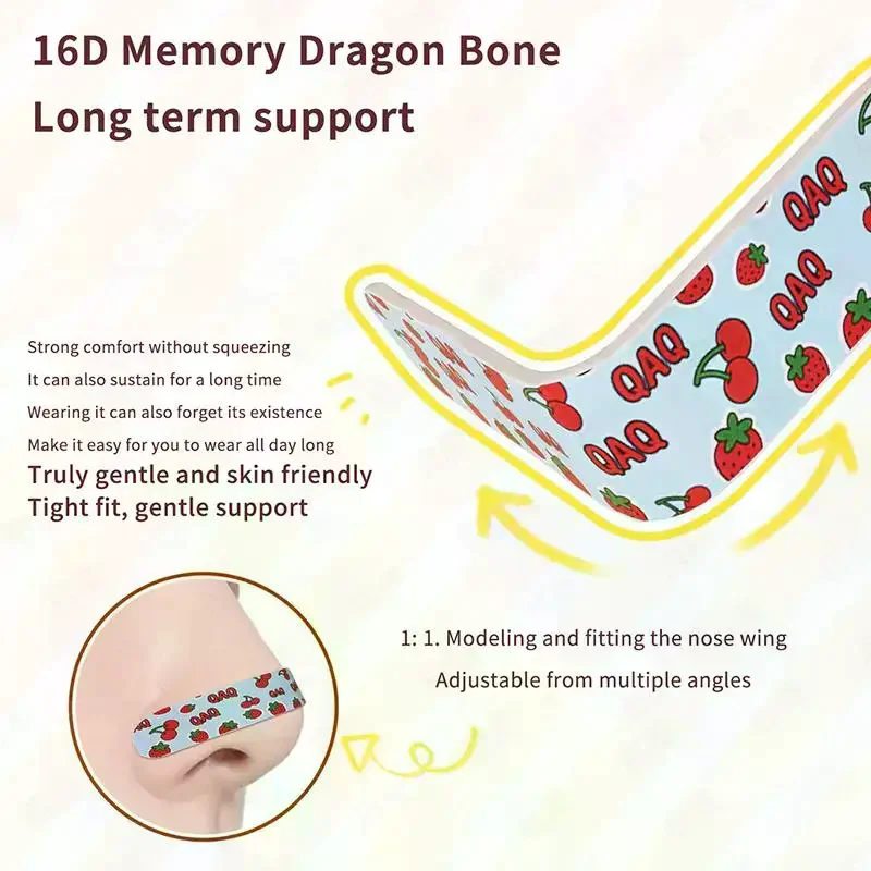 1/10 Pcs Cartoon Pattern Self-shaping Nose Splint Nose Job Adhesive Tape Nose Shape Corrector Provide External Support Fixation