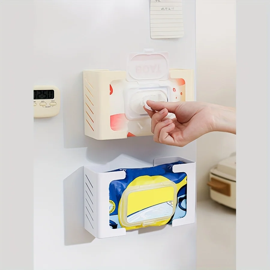 1pc Wall-Mounted Toilet Paper Holder, Plastic Tissue Box Dispenser, with No Punch Wall Hanging for Kitchen, Bathroom, Toilet