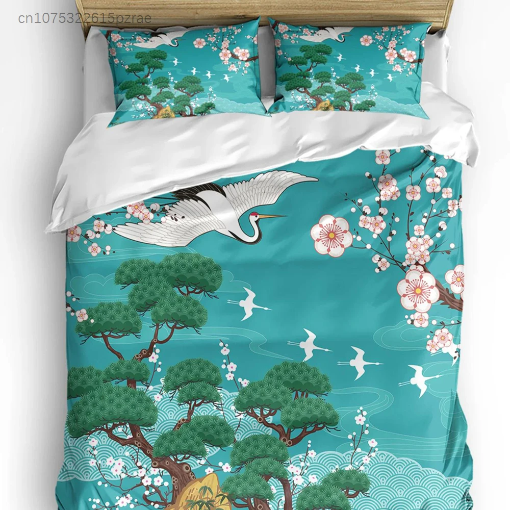 Japanese Home Textiles - Japoński Styl Żuraw Kwiat Wiśni Vintage