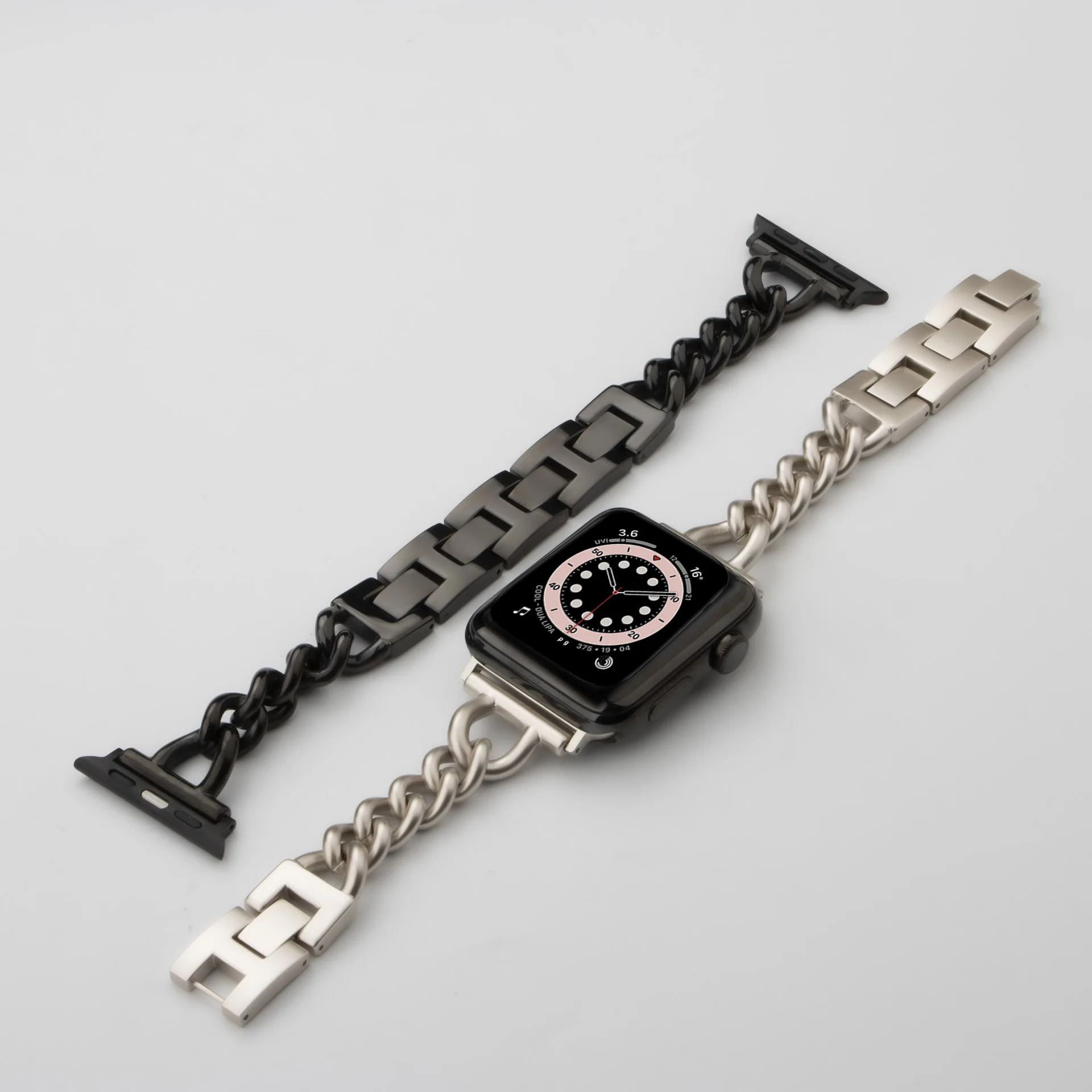 

Высококачественный металлический ремешок для Apple Watch, однорядная джинсовая цепочка из нержавеющей стали для IWatch, ремешок-цепочка полной серии