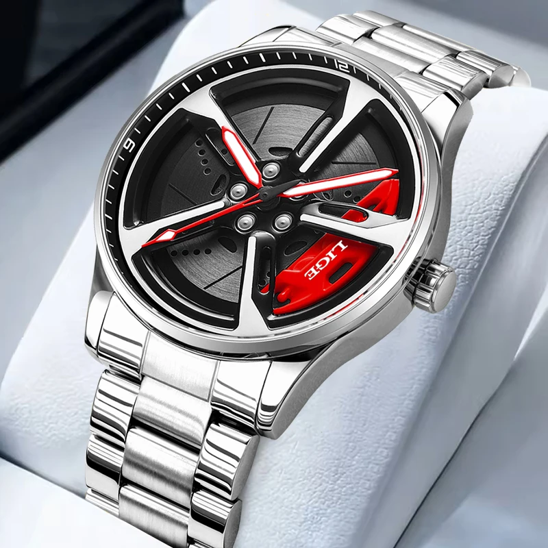 LIGE Creative Wheel Design Watch Men Fashion Sport Car Rim Waterproof Watches For Men Top Brand Luxury Luminous Quartz Men Watch