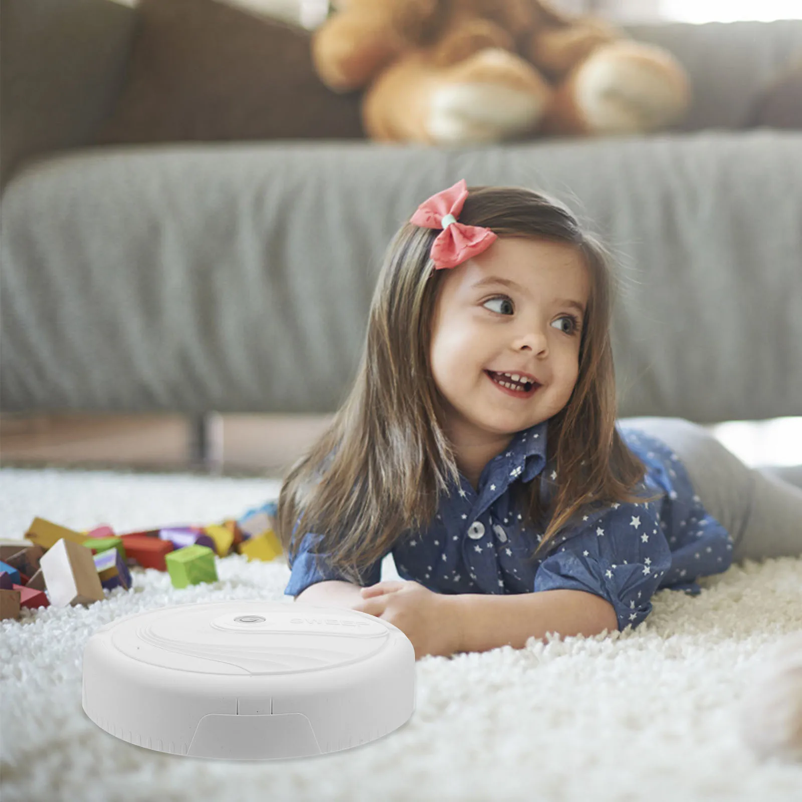 

Simulation Floor Mopping Robot Kids Role Play Rechargeable Artificial Sweeper White Moving Educational Playset For