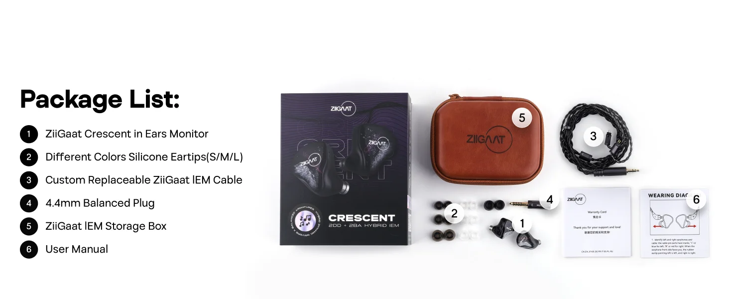 Linsoul ZiiGaat Crescent Premium 2DD+2BA Hybrid IEM Hifi-Kopfhörer mit isobarischem Dual-Dynamic-Treiber-Design – Detail 6
