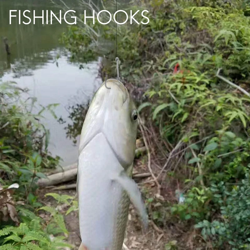 مجموعة من خطافات فولاذية عالية الكربون لصيد سمك الشبوط ، صندوق مع صندوق بيع بالتجزئة ، طُعم قفز ، أحجام مختلطة 3-12 ، قطع غيار