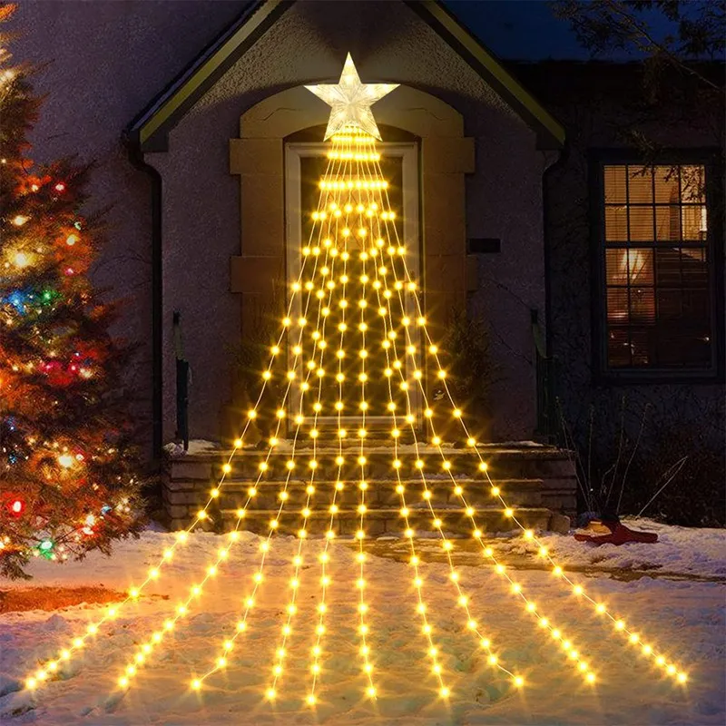LED-Stern-Wasserfall-Lichter, Weihnachtsdekoration, Lichterkette, Weihnachtsbaumschmuck für Zuhause, 2025, Navidad Natal, Neujahr 2026 – Detail 1