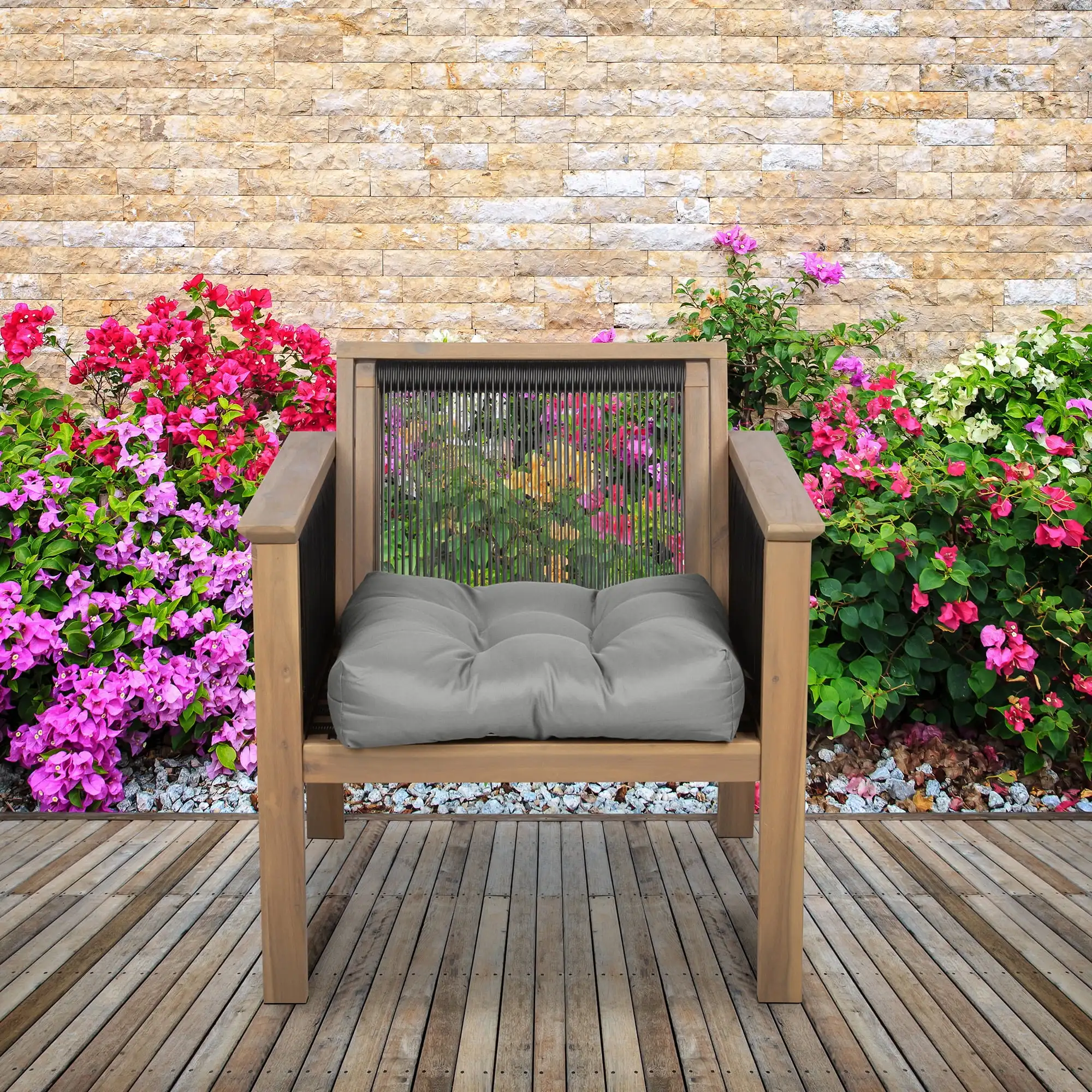 Almofada do assento do pátio, Névoa Lunar, 19 "W, Pacote 2