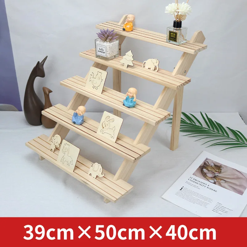 2/3/4/5-Tier Jewelry Pack Multi-layer Storage Rack Solid Wood Earrings Cardboard Rack Portable Retail Table Display Stand