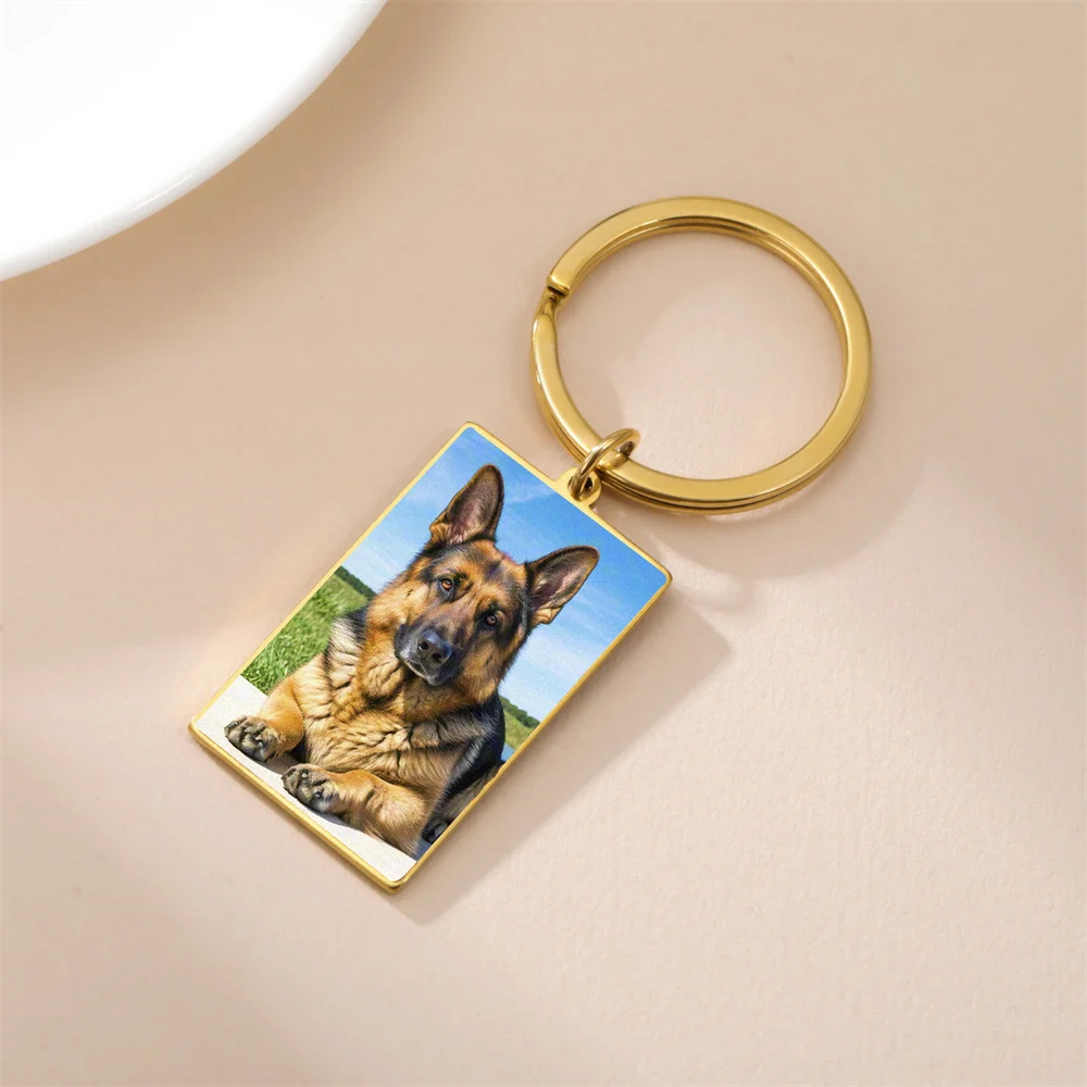 Benutzerdefinierter Foto-Schlüsselanhänger aus Edelstahl, rechteckig, Herzform, personalisiertes Bild, Schlüsselanhänger, Schmuck, Valentinstagsgeschenk – Detail 7