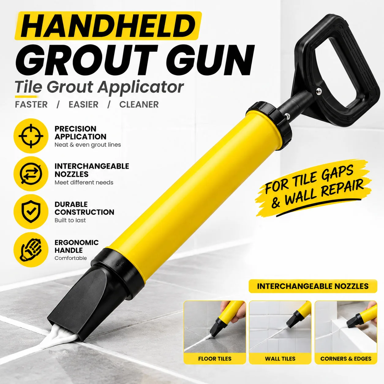 Stainless Steel Caulking Gun for Masonry Brick Grouting Filling Tool Cement Sprayer for Home Renovation Brickwork Repair Project