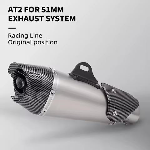 Universal 51mm AT2 Motorcycle Exhaust Pipe With DB Killer Muffler For CBR500 GSX-S 750 MT07 MT09 DUKE 390 RSV4 Z400 R3 Z1000 R1