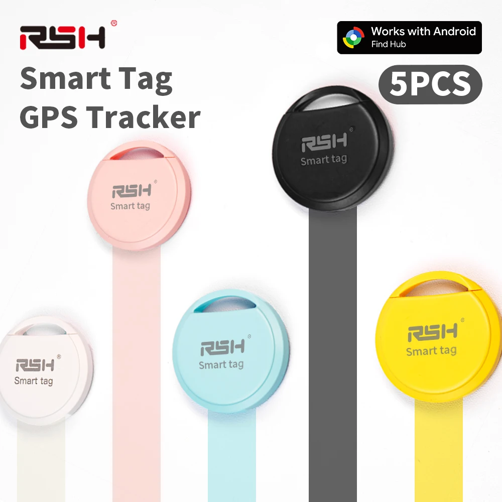 

RSH 5 шт. GPS Smart Tracker работает с Google Find Hub для Xiaomi Samsung Android Finder кошелек для домашних животных анти-потеря GPS локатор автомобиля