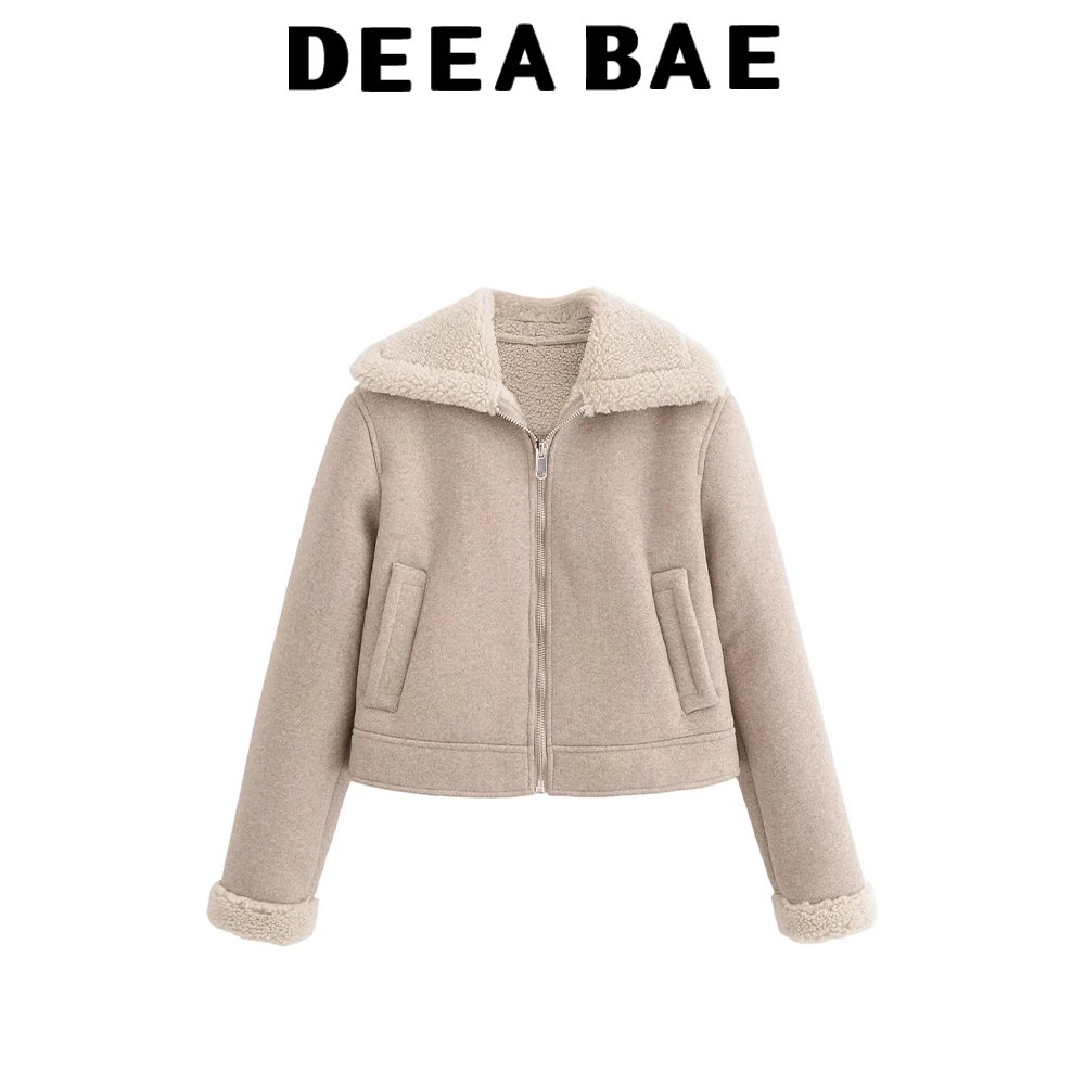 

DEEABAE Autumn new women's clothing European and American style French fashion versatile woolen double-sided jacket