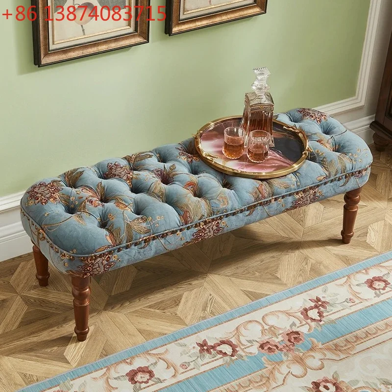 

HLZ fabric bedside stool household living room shoe change solid wood coffee table cloakroom stool