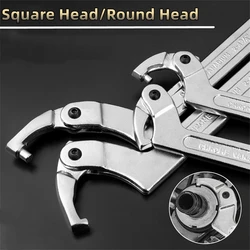 1PCS Adjustable Wrench Hook Spanner Square/Round Head CR-V Spanner Key for Round Bolt Hand Tools 19-51/32-76/51-120mm/115-170mm