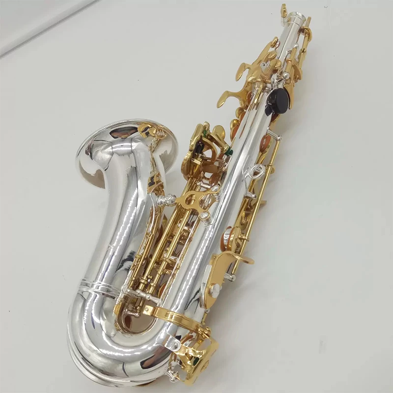 High-end 9937 B-b-bend curved soprano saxophone white copper gold key exquisite depth pattern professional-grade saxo soprano