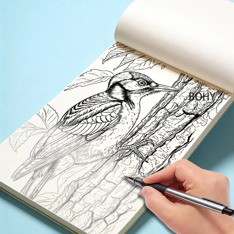 1 Hand Drawn Adult Stress Relief Line Drawing Copy Painting Book, 24 Pages, Suite for Art Enthusiasts for Leisure and Relaxation