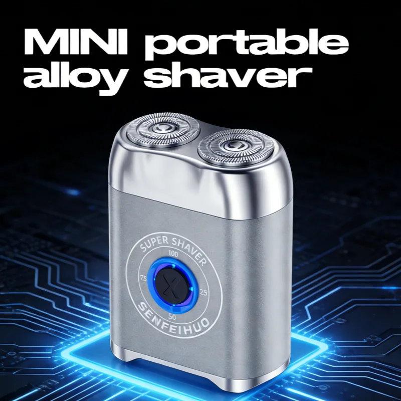 

Мини-электробритва, карманная электробритва с двумя головками, портативная бритва для бороды для путешествий, USB-порт для зарядки.