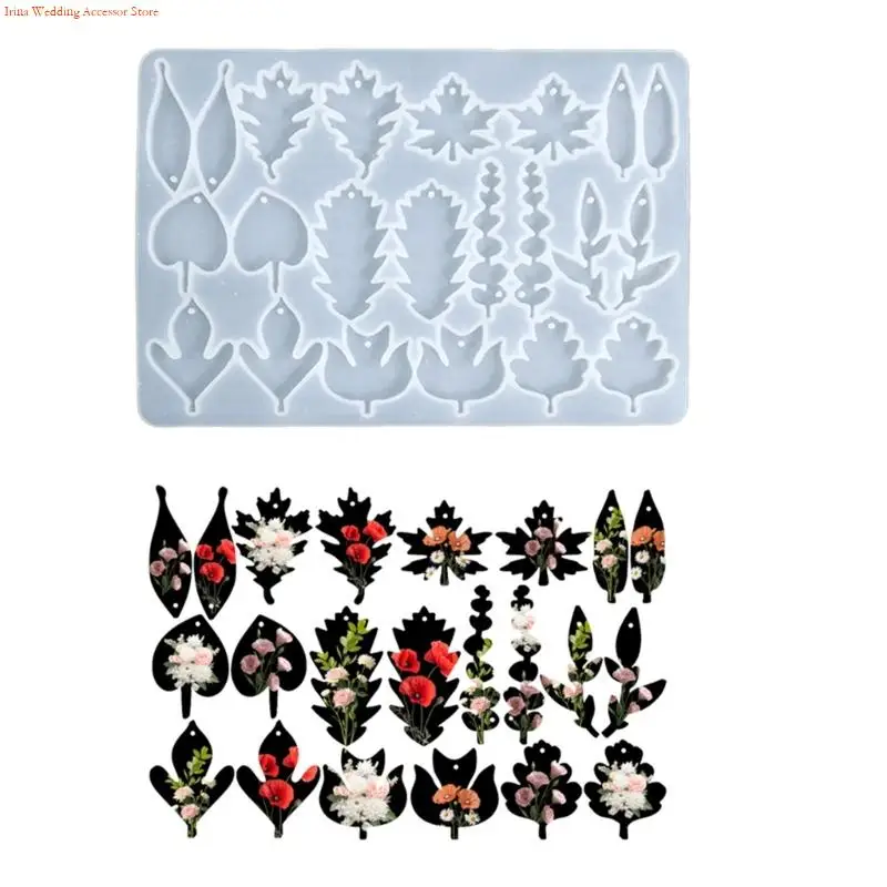 

G92D Multipurpose Silicone Earrings Jewelry Mold With Detachable Leaf Patterns For Custom Keychain Pendant Making